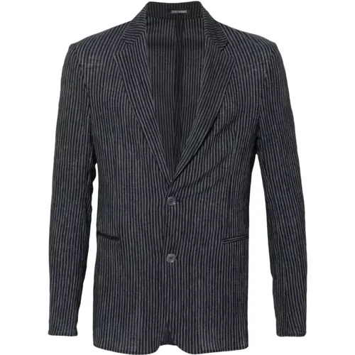 Striped Seersucker Jacket , male, Sizes: M, 2XL - Emporio Armani - Modalova