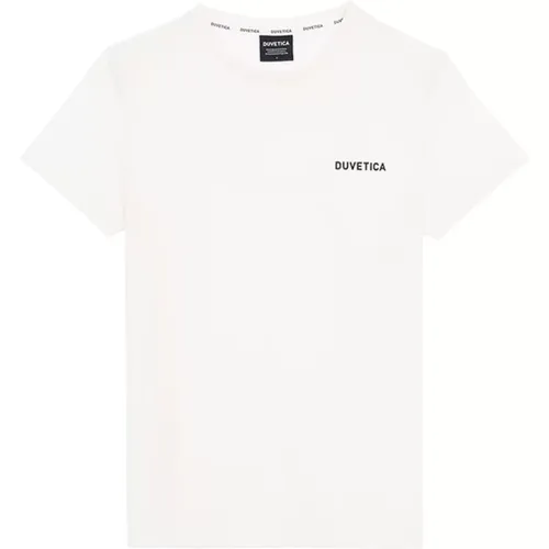 Kurzarm-T-Shirt mit Kleinem Logo , Damen, Größe: M - duvetica - Modalova