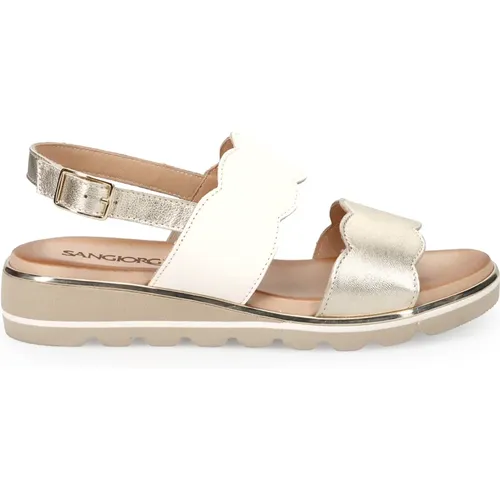 Flat Sandals, female, , Size: 9 US Grey Leather Sandals Comfort Style - Sangiorgio - Modalova