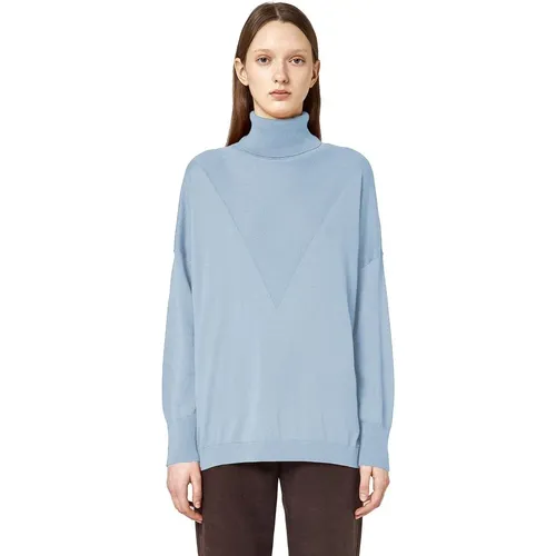 Turtlenecks, female, , Size: M Silk Turtleneck Sweater with Intarsia - Alpha Studio - Modalova