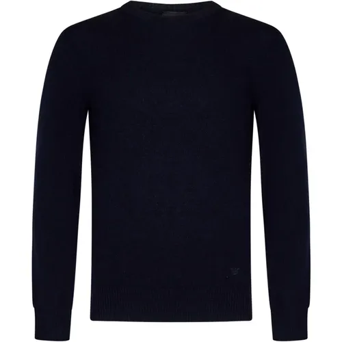 Cashmere Sweater with Micro Eagle Embroidery , male, Sizes: M, S - Emporio Armani - Modalova