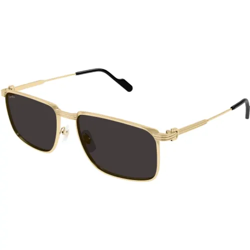 Sunglasses, unisex, , Size: L Gold Rectangle Sunglasses - Cartier - Modalova