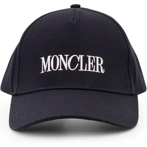 Caps, male, , Size: ONE SIZE Cotton Embroidered Logo Adjustable Strap Hat - Moncler - Modalova