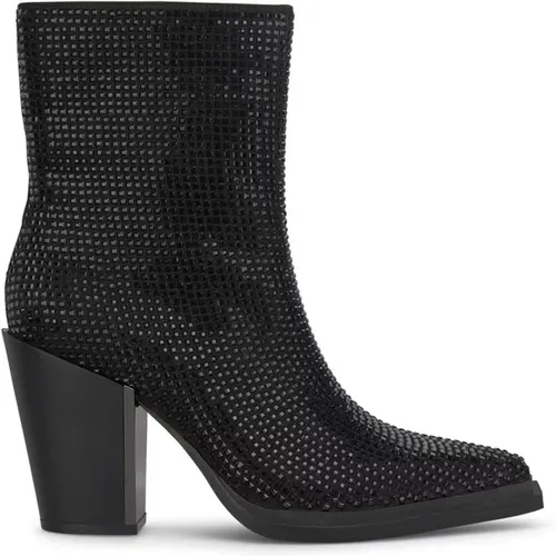 Heeled ankle boot covered with rhinestones , female, Sizes: 6 UK, 3 UK, 2 UK, 4 UK, 5 UK, 7 UK - Alma en Pena - Modalova