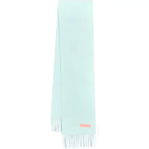 Teal Wool Scarf with Fringed Hem , unisex, Sizes: ONE SIZE - Acne Studios - Modalova