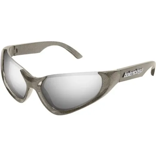Silberne Sonnenbrille mit Silbernen Gläsern - Balenciaga - Modalova