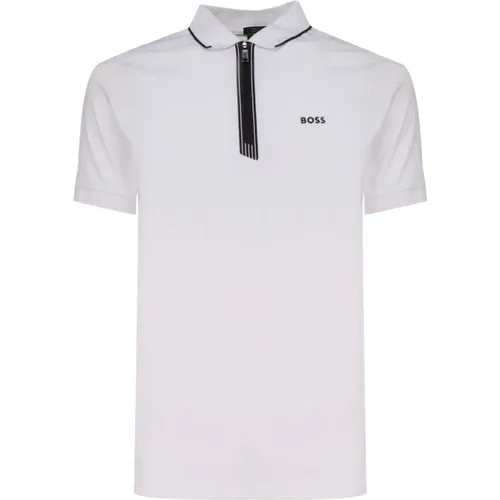 Weißes Polo-Shirt mit Reißverschluss , Herren, Größe: L - Hugo Boss - Modalova