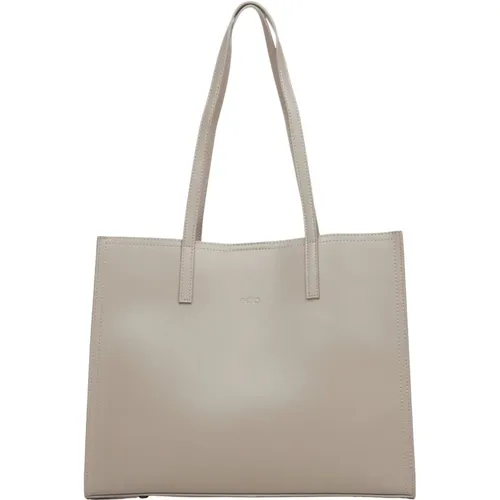 Damen Graue Leder Shopper Tasche Er00115664 - Estro - Modalova