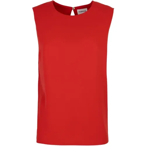 Rote Bluse Tiefer Ausschnitt Langer Schulter Schlitz Polyester , Damen, Größe: M - P.a.r.o.s.h. - Modalova