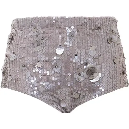 Short Shorts, female, , Size: XS Sequin Embellished Grey Shorts - P.a.r.o.s.h. - Modalova