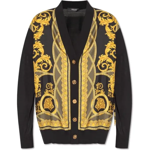 Cardigans, female, , Size: 3XS Cardigan with La Coupe des Dieux pattern - Versace - Modalova