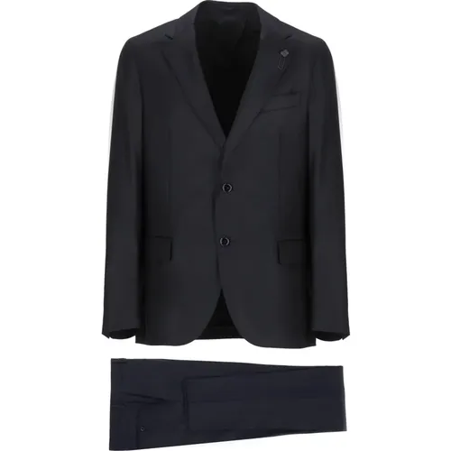 Single Breasted Suits, male, , Size: 2XL Wool Suit with Peak Lapel - Lardini - Modalova