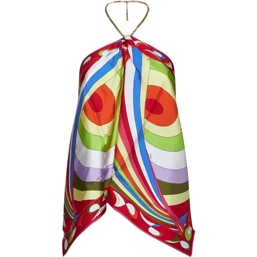 Abstract Print Silk Scarf Top , female, Sizes: ONE SIZE - EMILIO PUCCI - Modalova