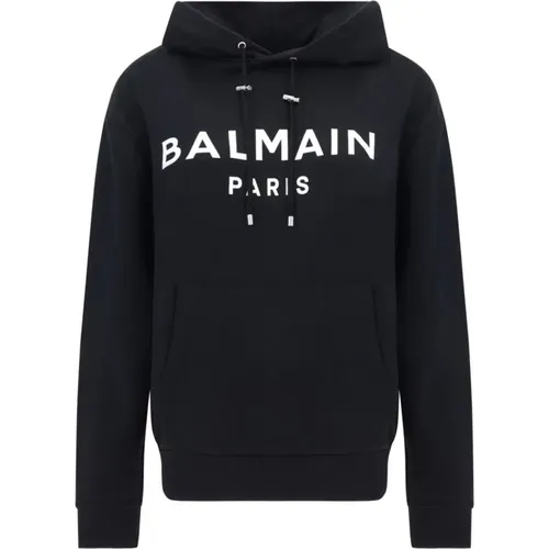 Hoodies, male, , Size: M Logo Print Hooded Sweater - Balmain - Modalova