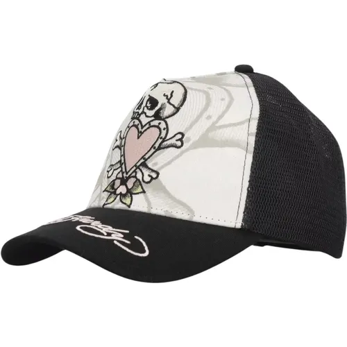 Caps, male, , Size: ONE SIZE Mesh Trucker Cap White/Black - Ed Hardy - Modalova