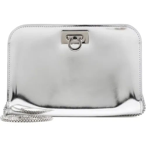 Silver Mirror Calf Leather Mini Bag , female, Sizes: ONE SIZE - Salvatore Ferragamo - Modalova