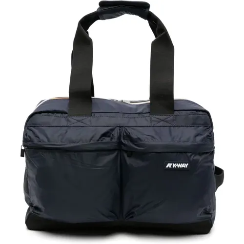 Blaue Koffer mit Logo und Mehreren Taschen - K-way - Modalova