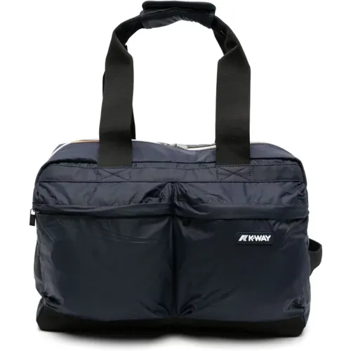 Weekend Bags, male, , Size: ONE SIZE Suitcase with Logo and Multiple Pockets - K-way - Modalova