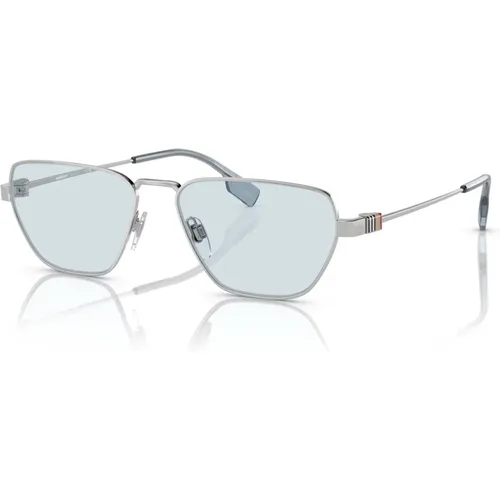 Sunglasses, male, , Size: 56 MM Silver/Light Blue Sunglasses - Burberry - Modalova