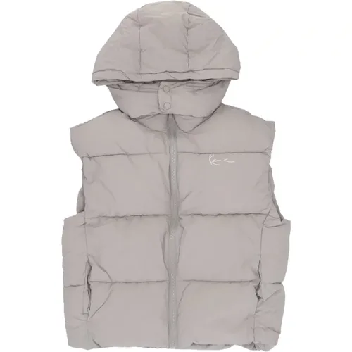 Signature Puffer Weste mit Verstellbarer Kapuze , Herren, Größe: M - Karl Kani - Modalova