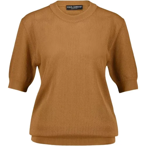 Short-Sleeve Knitted T-Shirt , male, Sizes: M - Dolce & Gabbana - Modalova