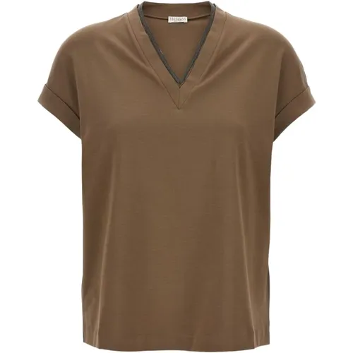 T-Shirts, female, , Size: S Silk & Nylon T-shirts and Polos - BRUNELLO CUCINELLI - Modalova