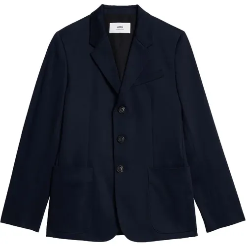 Baumwoll Einreihiger Blazer - Ami Paris - Modalova