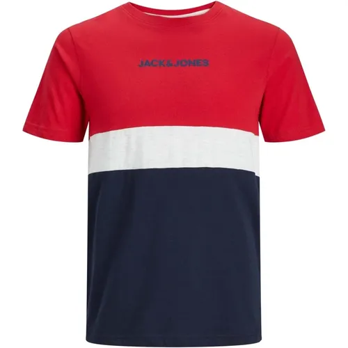 Farbblock T-Shirt , Herren, Größe: XS - jack & jones - Modalova