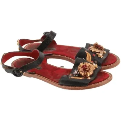 Pre-owned Leather sandals , female, Sizes: 4 UK - Dolce & Gabbana Pre-owned - Modalova