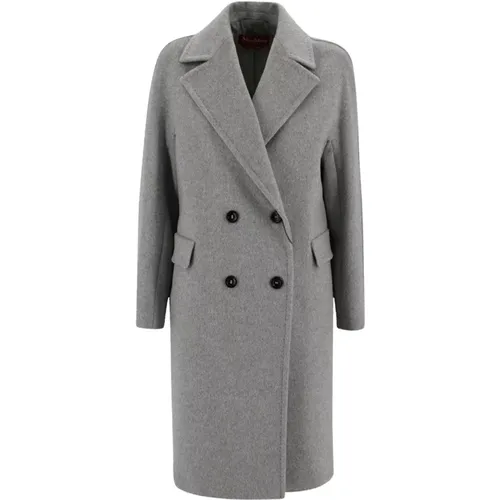 Double-Breasted Coats, female, , Size: XS Double-Breasted Midi Coat with Belt - Max Mara Studio - Modalova
