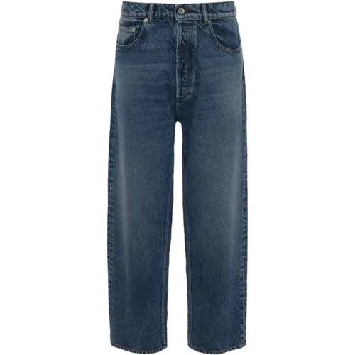 Straight Cut Cropped Denim Pants , male, Sizes: W32, W30, W34 - JW Anderson - Modalova