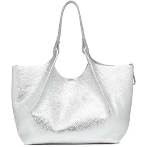 Elegant Leather Tote Bag Silver Sand , female, Sizes: ONE SIZE - Gianni Chiarini - Modalova