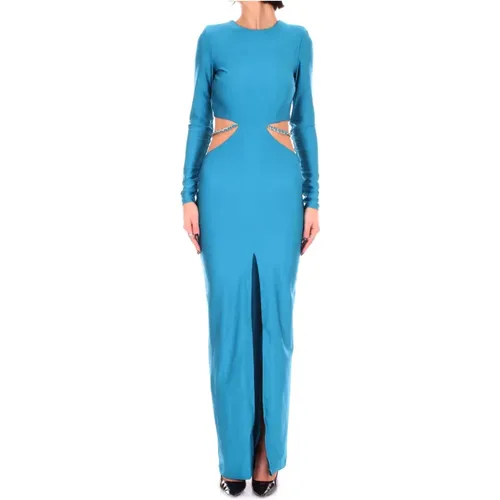 Turquoise Cut-Out Dress with Thigh-High Slit , female, Sizes: S, XS - Amen - Modalova