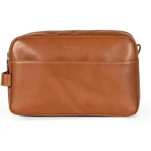 Toilet Bags, male, , Size: ONE SIZE Tan Leather Mens Washbag - Howard London - Modalova