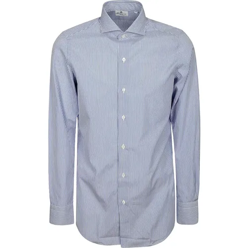 Casual Shirts, male, , Size: M Striped Cotton Shirt with French Collar - Finamore - Modalova