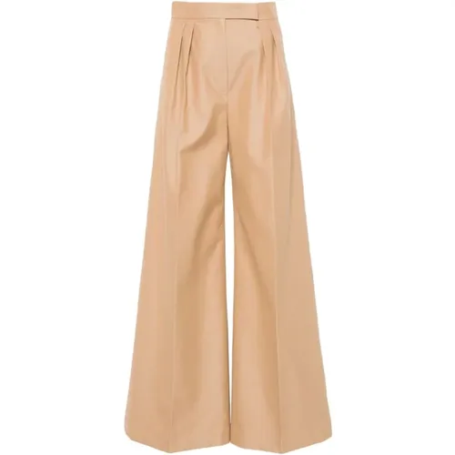 Wide Trousers, female, , Size: S Beige Wide Leg Trousers Camel - Max Mara - Modalova