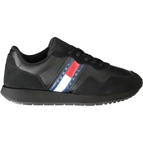 Schwarzer Polyester Low-Top Sneaker Herren , Herren, Größe: 45 EU - Tommy Hilfiger - Modalova