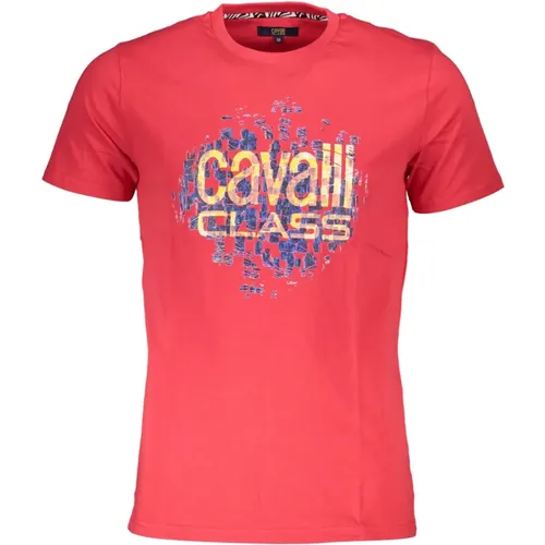 T-Shirts, male, , Size: L Short Sleeve Men's T-Shirt Print Logo - Cavalli Class - Modalova