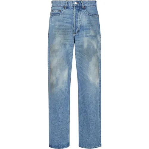 Straight Jeans, male, , Size: M Distressed Denim Straight-Cut Jeans - Magliano - Modalova