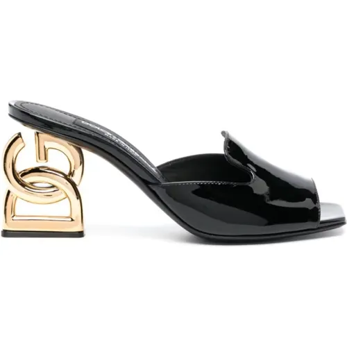 Logoed Heel Sandals , female, Sizes: 4 1/2 UK, 5 UK - Dolce & Gabbana - Modalova