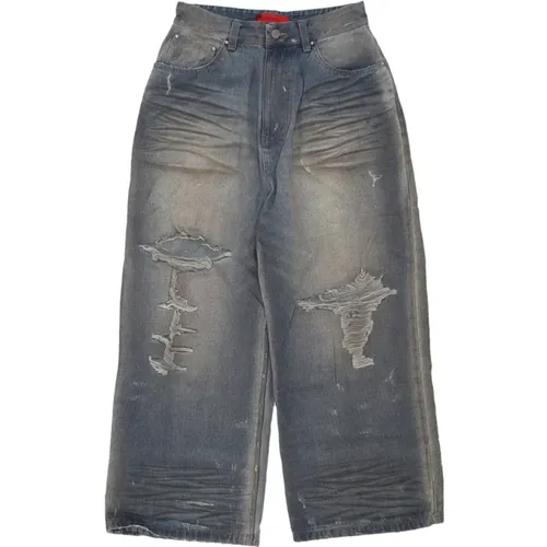 Straight Jeans, male, , Size: XL Ripped Baggy Jeans - Acupuncture - Modalova