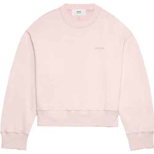 Cotton Sweatshirt with Logo , female, Sizes: S - Ami Paris - Modalova