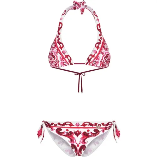 Fuchsia Sea Clothing Triangle Bikini , female, Sizes: S - Dolce & Gabbana - Modalova