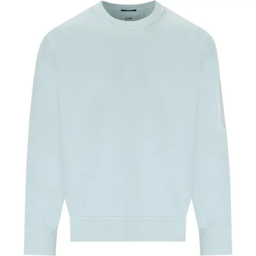 Diagonal Fleece Blauer Sweatshirt , Herren, Größe: L - C.P. Company - Modalova