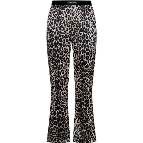 Velvet Leopard Print Trousers , male, Sizes: XL, L, S, M - Tom Ford - Modalova