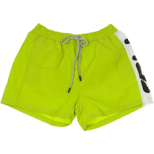 Beachwear, male, , Size: M Lime White Shorts Costume - Fila - Modalova