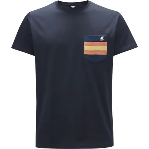 Intarsia Taschen T-Shirt , Herren, Größe: XL - K-way - Modalova