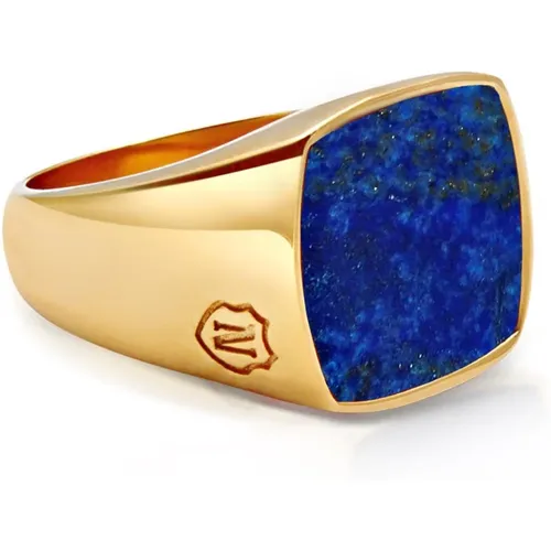 Gold Siegelring Blauer Lapis , Herren, Größe: 62 MM - Nialaya - Modalova