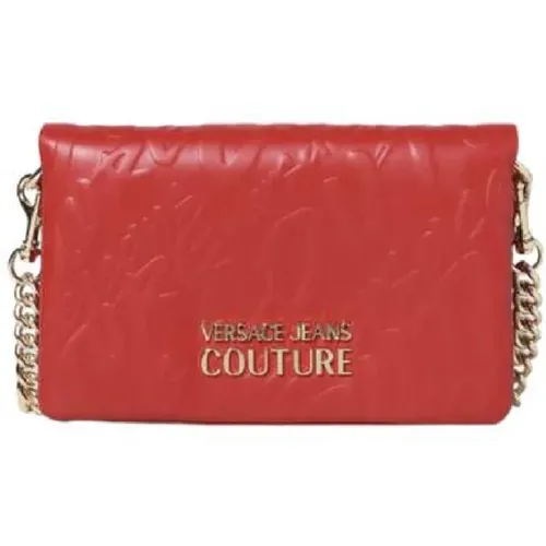 Rote Logo Lettering Kettentasche , Damen, Größe: ONE Size - Versace Jeans Couture - Modalova