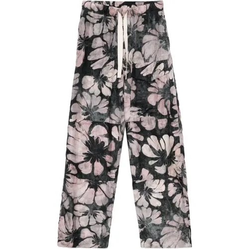 Wide Trousers, male, , Size: M Cargo Pocket Drawstring Trousers Pink - Dries Van Noten - Modalova